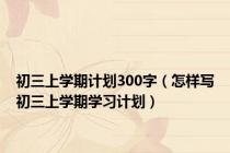 初三上学期计划300字（怎样写初三上学期学习计划）