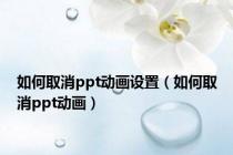 如何取消ppt动画设置（如何取消ppt动画）