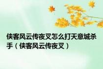 侠客风云传夜叉怎么打天意城杀手（侠客风云传夜叉）