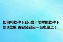 如何将软件下到u盘（怎样把软件下到U盘里 再安装到另一台电脑上）