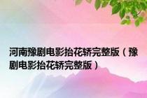 河南豫剧电影抬花轿完整版（豫剧电影抬花轿完整版）