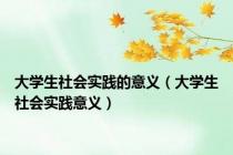 大学生社会实践的意义（大学生社会实践意义）