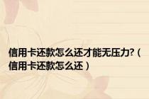 信用卡还款怎么还才能无压力?（信用卡还款怎么还）