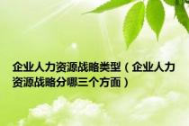 企业人力资源战略类型（企业人力资源战略分哪三个方面）