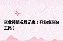 查业绩情况登记表（升业绩查询工具）