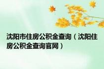 沈阳市住房公积金查询（沈阳住房公积金查询官网）