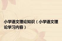 小学语文理论知识（小学语文理论学习内容）