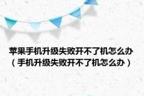苹果手机升级失败开不了机怎么办（手机升级失败开不了机怎么办）