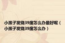 小孩子发烧39度怎么办最好呢（小孩子发烧39度怎么办）