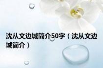 沈从文边城简介50字（沈从文边城简介）