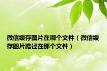 微信缓存图片在哪个文件（微信缓存图片路径在那个文件）