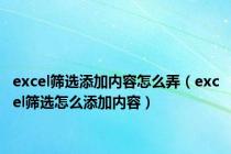 excel筛选添加内容怎么弄（excel筛选怎么添加内容）
