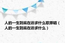 人的一生到底在追求什么歌原唱（人的一生到底在追求什么）