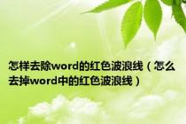 怎样去除word的红色波浪线（怎么去掉word中的红色波浪线）