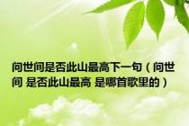 问世间是否此山最高下一句（问世间 是否此山最高 是哪首歌里的）