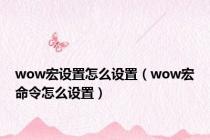 wow宏设置怎么设置（wow宏命令怎么设置）