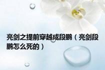亮剑之提前穿越成段鹏（亮剑段鹏怎么死的）