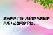 超额剩余价值和相对剩余价值的关系（超额剩余价值）