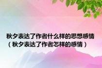 秋夕表达了作者什么样的思想感情（秋夕表达了作者怎样的感情）