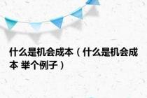 什么是机会成本（什么是机会成本 举个例子）