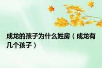 成龙的孩子为什么姓房（成龙有几个孩子）