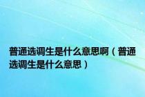 普通选调生是什么意思啊（普通选调生是什么意思）