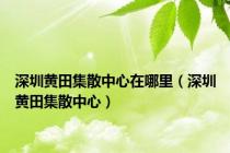 深圳黄田集散中心在哪里（深圳黄田集散中心）