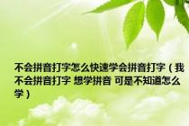 不会拼音打字怎么快速学会拼音打字（我不会拼音打字 想学拼音 可是不知道怎么学）