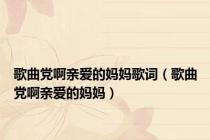 歌曲党啊亲爱的妈妈歌词（歌曲党啊亲爱的妈妈）