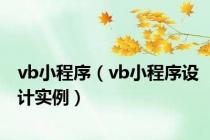 vb小程序（vb小程序设计实例）