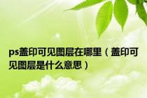 ps盖印可见图层在哪里（盖印可见图层是什么意思）