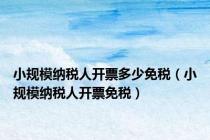 小规模纳税人开票多少免税（小规模纳税人开票免税）