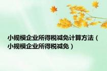 小规模企业所得税减免计算方法（小规模企业所得税减免）
