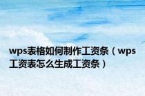 wps表格如何制作工资条（wps工资表怎么生成工资条）