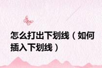 怎么打出下划线（如何插入下划线）