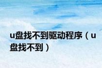 u盘找不到驱动程序（u盘找不到）