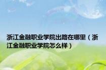 浙江金融职业学院出路在哪里（浙江金融职业学院怎么样）