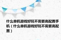 什么单机游戏好玩不需要高配置手机（什么单机游戏好玩不需要高配置）