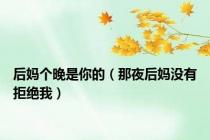 后妈个晚是你的（那夜后妈没有拒绝我）