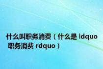 什么叫职务消费（什么是 ldquo 职务消费 rdquo）