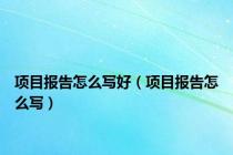 项目报告怎么写好（项目报告怎么写）