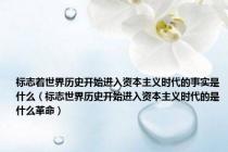 标志着世界历史开始进入资本主义时代的事实是什么（标志世界历史开始进入资本主义时代的是什么革命）