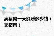卖猪肉一天能赚多少钱（卖猪肉）