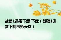 战狼1迅雷下载 下载（战狼1迅雷下载电影天堂）