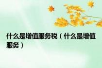 什么是增值服务税（什么是增值服务）