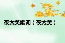 夜太美歌词（夜太美）