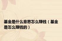 基金是什么意思怎么赚钱（基金是怎么赚钱的）