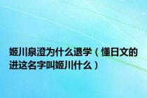 姬川泉澄为什么退学（懂日文的进这名字叫姬川什么）