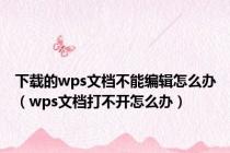 下载的wps文档不能编辑怎么办（wps文档打不开怎么办）