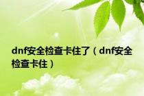dnf安全检查卡住了（dnf安全检查卡住）